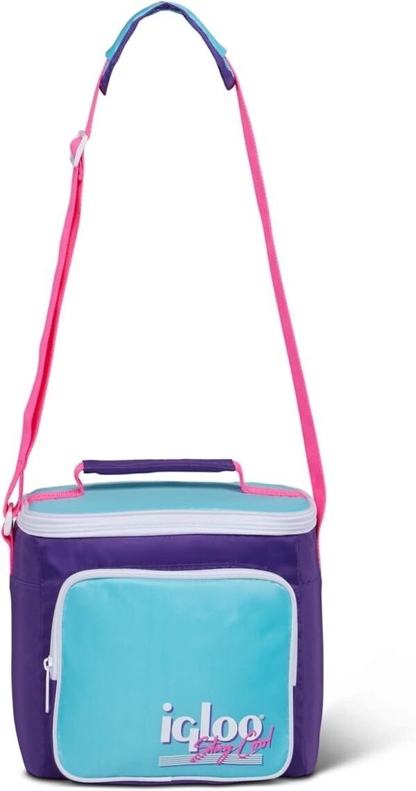 Igloo Retro 90s Lunch Coolers, Insulated Lunch Bag, Square Lunch Box Cooler with Front Pocket & Adjustable Strap