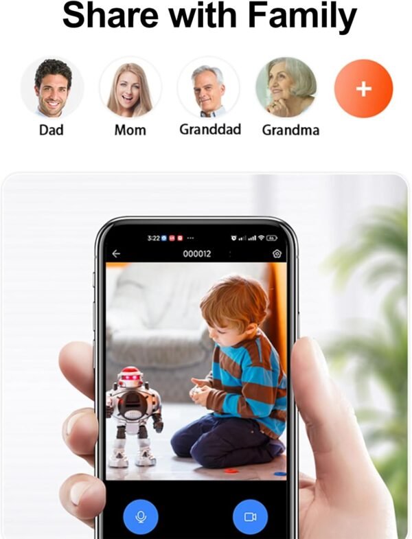 Two-Way Video Calling Camera with 2.8 inch HD Screen, 1080P Indoor Home Security Camera, Indoor Home Nanny Camera, Pet Camera, Dog Camera, Baby/Nanny Camera with Phone App