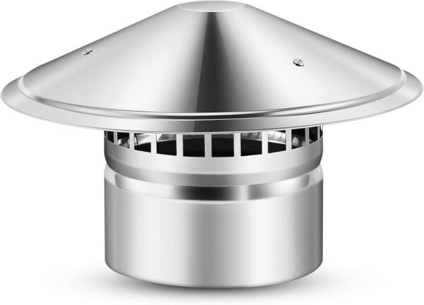 Tandefio 6 Inch Stove Pipe Cap Chimney Stainless Steel Cone Cap with Screen Chimney Cover Outside Roof Silver Fireplace Screen Cover Exterior Stove Pipe Topper for Vent Flue Family Kitchen Cooking