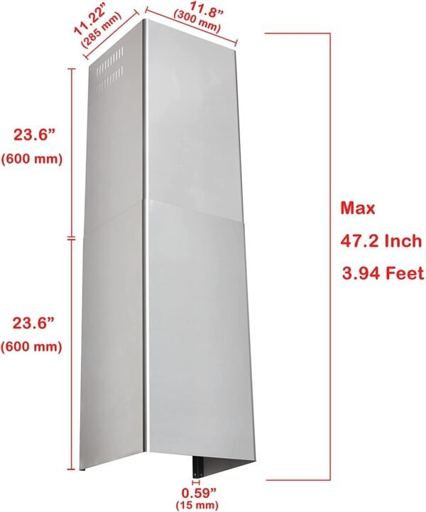 Wall Mount Range Hood Stainless Steel Duct Cover Chimney Extension Up to 10ft. Ceiling