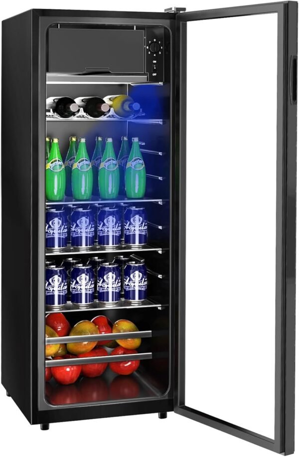 Beverage Refrigerator 4.5Cu.ft Mini Small Fridge 120 Cans with Glass Door Drink/Wine/Beer Cooler Office/Bar/Bedroom Compact Refrigerator
