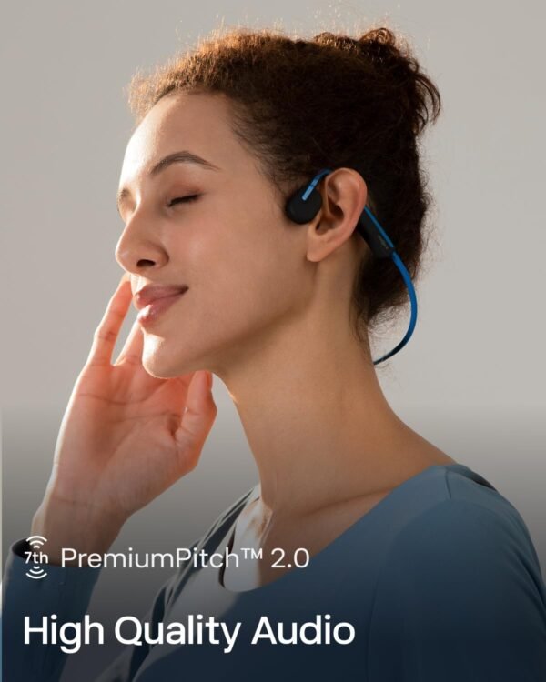 SHOKZ OpenMove - Open-Ear Bluetooth Sport Headphones, Bone Conduction Wireless Earphones, Sweatproof for Running and Workouts, with Sticker Pack(Blue)