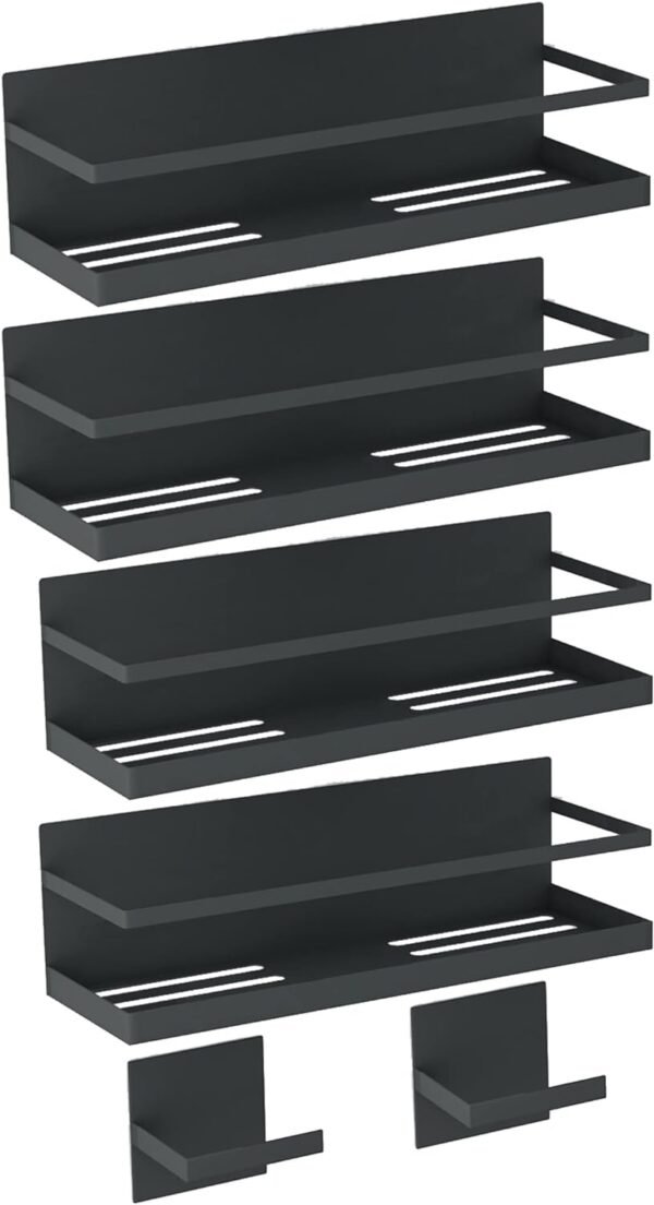 Magnetic Spice Rack For Refrigerator Magnetic Fridge Shelf For Kitchen Spice Organizer Magnetic Shelf For Fridge Space Saving Black 4 Pack With Magnetic Paper Towel Holder
