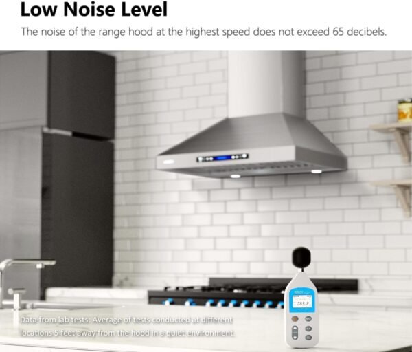 IKTCH 30-inch Wall Mount Range Hood 900 CFM Ducted/Ductless Convertible, Kitchen Chimney Vent Stainless Steel with Gesture Sensing & Touch Control Switch Panel, 4 Pcs Adjustable Lights