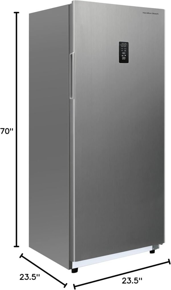 Hamilton Beach HBFRF1495 14 cu ft Upright Convertible Fridge/Freezer-Frost Free-Removable Glass Shelves-LED Interior Light, Stainless