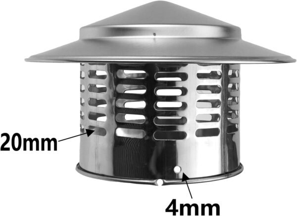 Semetall Round Chimney Cap,4 Inch Cone Top Chimney Cap,304 Stainless Steel Chimney Cover,Stove Pipe Chimney Cap, Silver