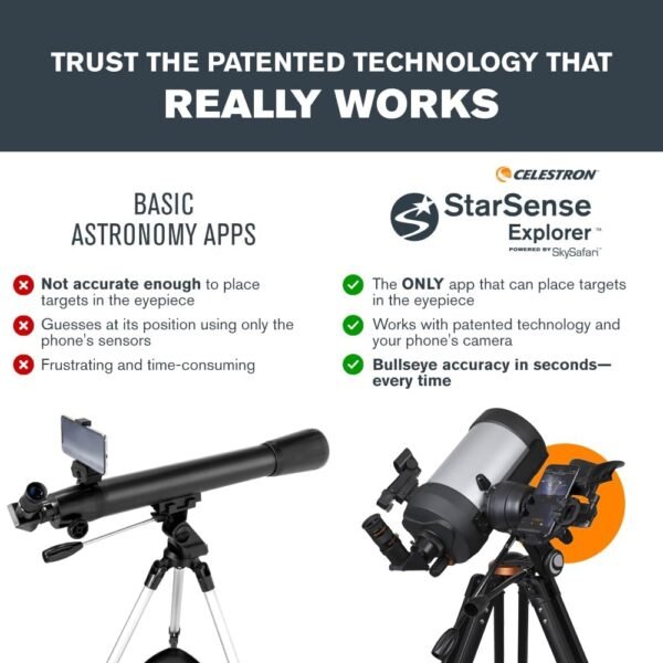 Celestron – StarSense Explorer DX 5” Smartphone App-Enabled Telescope – Works with StarSense App to Help You Find Stars, Planets & More – Schmidt-Cassegrain Telescope – iPhone/Android Compatible