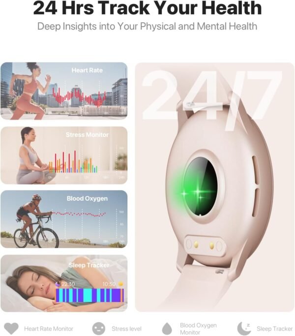Smart Watch, HD Smartwatch for Men Women (Answer/Make Calls), Fitness Watch with 100+ Sport Modes, IP68 Waterproof/Heart Rate/Sleep Monitor, Activity Trackers for iOS/Android