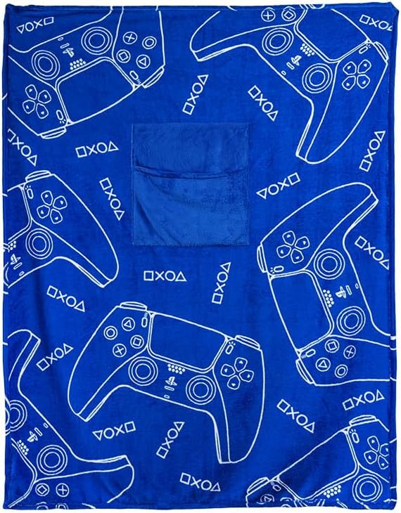 Paladone PlayStation 2-in-1 Cushion Blanket - Officially Licensed Travel Blanket, Foldable Soft Fluffy Throw, Compact Design for Gaming Room or Bedroom Decor