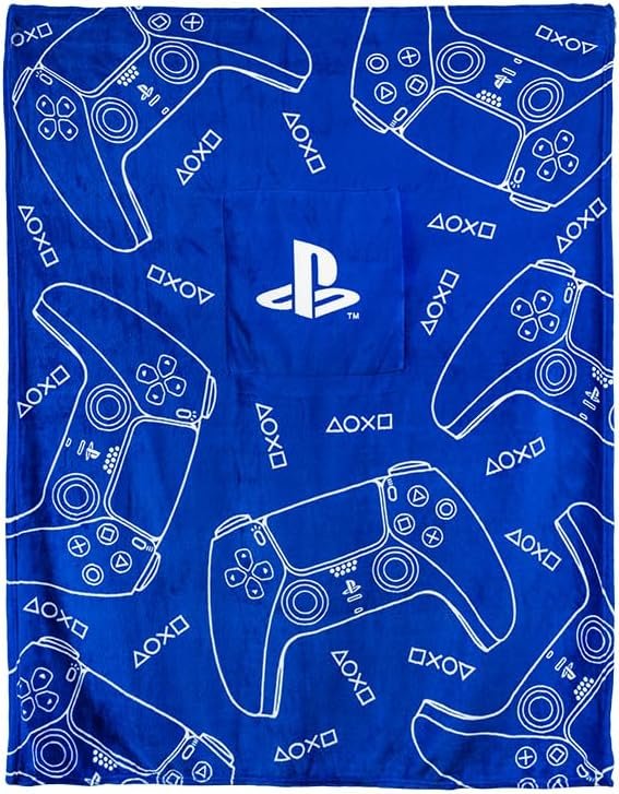 Paladone PlayStation 2-in-1 Cushion Blanket - Officially Licensed Travel Blanket, Foldable Soft Fluffy Throw, Compact Design for Gaming Room or Bedroom Decor