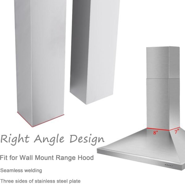 Range Hood Extension for Wall Mount Stainless Steel Chimney Duct Adjustable Cover Ceiling