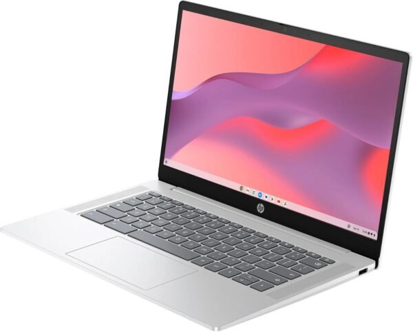 HP 14a Chromebook in Sparkly White 14in HD Intel Quad Core up to 3.7Ghz 4GB DDR5 128GB Storage WiFi Webcam 4K Grahics Chrome OS (14a-nf – Renewed)
