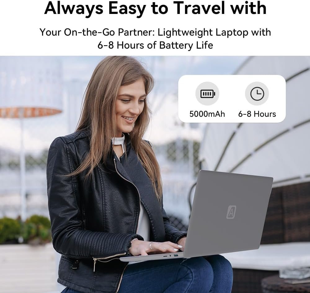 Student Laptop: 15.6" Full HD, 512GB SSD, 12GB DDR4 RAM, Intel Jasper Lake N5095, Numeric Keypad, Wi-Fi 6, AMD Radeon Graphics, Windows 11, Business and Fun (Grey)