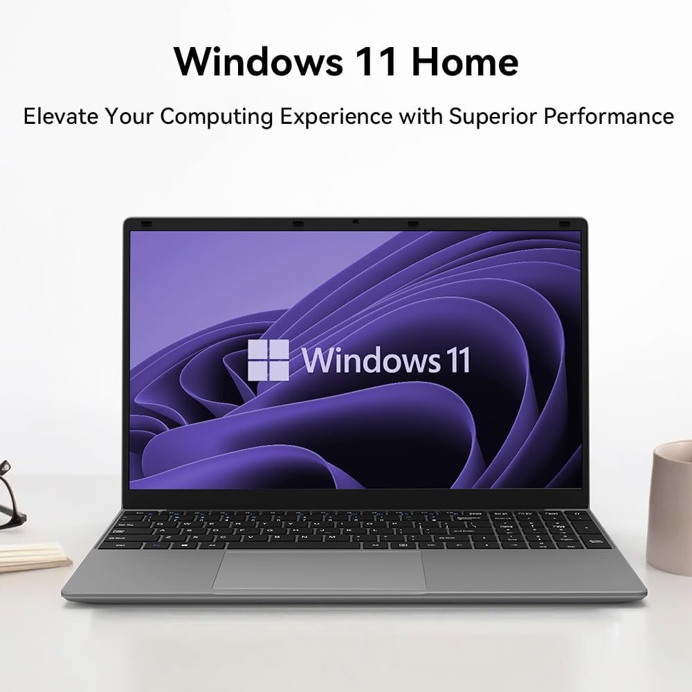 Student Laptop: 15.6" Full HD, 512GB SSD, 12GB DDR4 RAM, Intel Jasper Lake N5095, Numeric Keypad, Wi-Fi 6, AMD Radeon Graphics, Windows 11, Business and Fun (Grey)