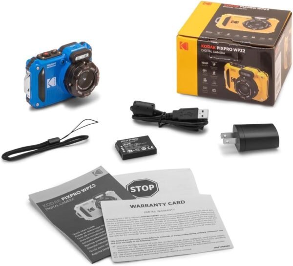 KODAK PIXPRO WPZ2 Rugged Waterproof Shockproof Dustproof WiFi Digital Camera 16MP 4X Optical Zoom 1080P Full HD Video Vlogging Camera 2.7" LCD (Blue)