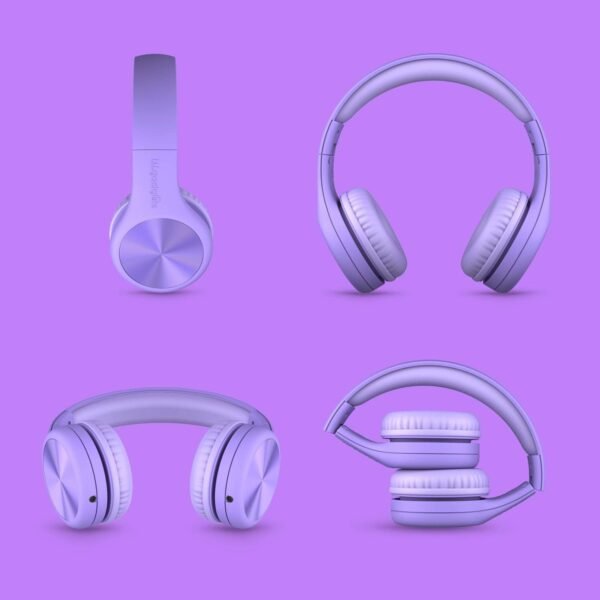 LilGadgets Connect+ Pro Wired Kids Headphones for School with Microphone, Volume Limiting & Noise Reduction Over-Ear Headset with Cord, SharePort Technology & SoftTouch Padding, Purple
