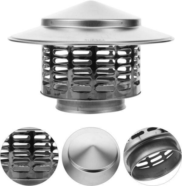 MAGICLULU Smoke Exhaust Rain Cap Roof Vent Cap 7 Inch Round Chimney Cap Roof Vent Cover Chimney Rain Cap Chimney Caps for Outside Chimney Cover Flue Caps Wood Stove Stainless Steel Cowl