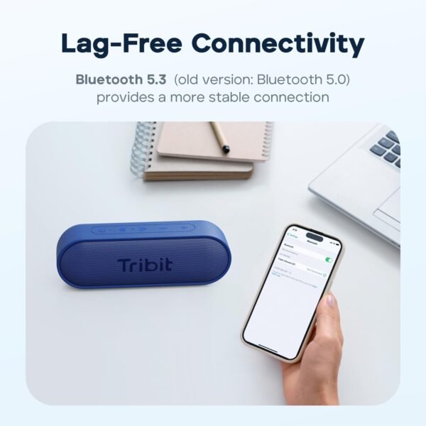 Tribit XSound Go Bluetooth Speaker with 16W Loud Sound & Deeper Bass, 24H Playtime, IPX7 Waterproof, Bluetooth 5.3 TWS Pairing Portable Wireless Speaker for Home, Outdoor (2024 Upgraded)