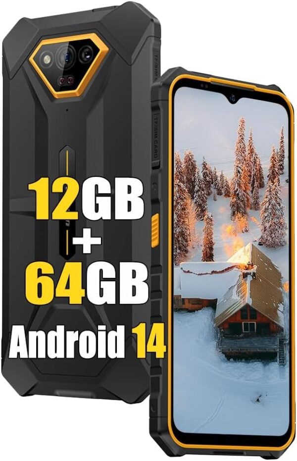 Ulefone Armor X13 12GB+64GB Rugged Smartphone Unlocked, MTK Helio G36 Android 14 Cell Phone, 50MP+24MP Night Vision Camera, 6.52" HD+, 6300mAh, Dual SIM 4G Rugged Phone, NFC/OTG/GPS/FM, Orange