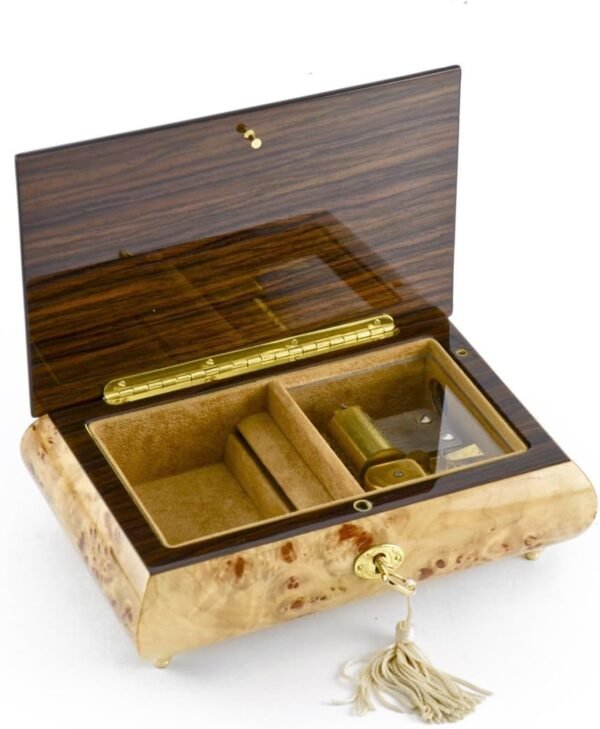 Harmonious 36 Note Single Pink Rose and Butterfly with Rosewood Frame Music Box - Many Songs to Choose - Sound of Music