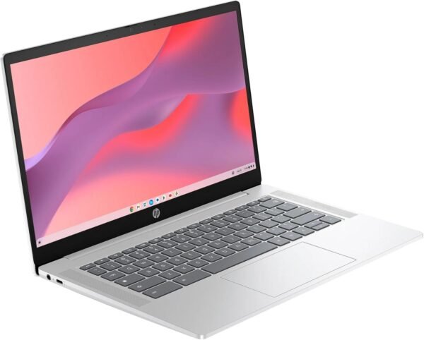 HP 14a Chromebook in Sparkly White 14in HD Intel Quad Core up to 3.7Ghz 4GB DDR5 128GB Storage WiFi Webcam 4K Grahics Chrome OS (14a-nf – Renewed)