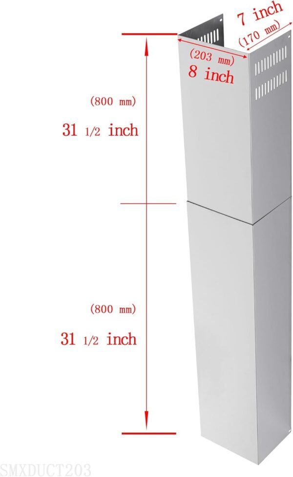 Range Hood Extension for Wall Mount Stainless Steel Chimney Duct Adjustable Cover Ceiling