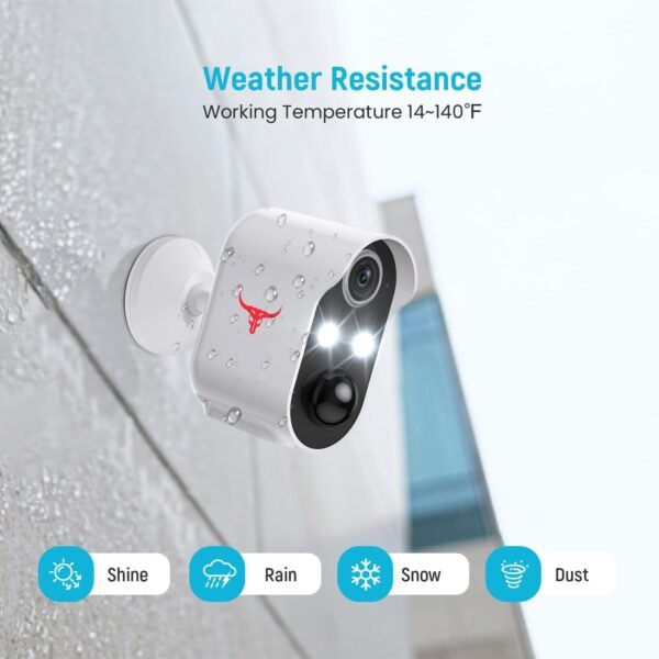 Outdoor Security Camera, Battery Powered Wireless Camera, Cloud Storage Sold Seperately, Color Night Vision, 2-Way Audio, Smart AI Motion Detection, 2.4G WiFi (2 Lights)