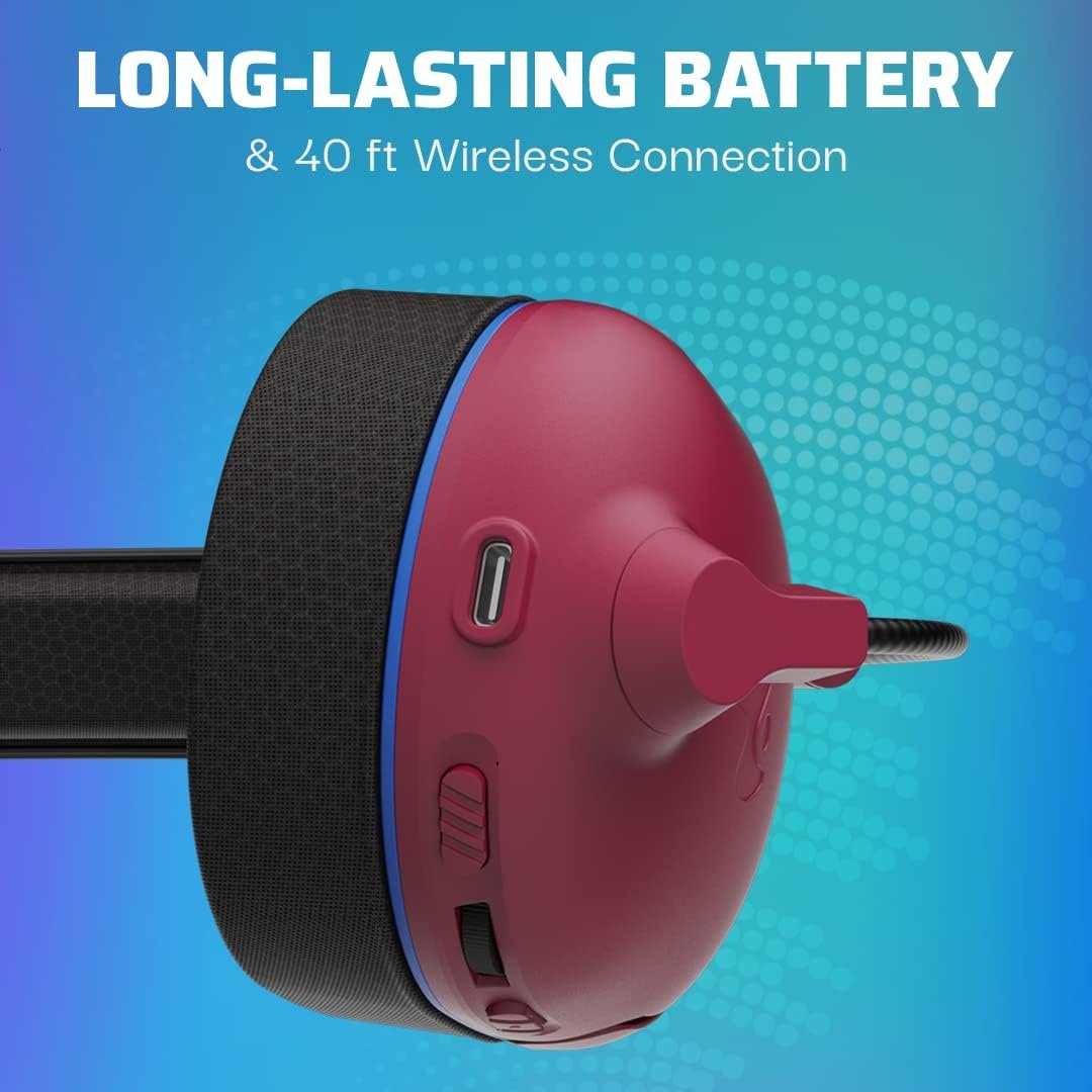 PDP AIRLITE Pro Wireless Stereo Gaming Headset, Officially Licensed by Sony PlayStation 5, PS5/PS4/PS3/PC, Lightweight Durable 40 Foot Connection, Noise-canceling Flip-to-Mute Mic, Cosmic Red