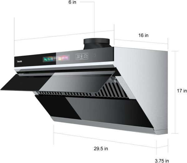Under Cabinet Range Hood 30 inch, 900 CFM Kitchen Hood with Voice/Gesture/Touch Control,Ducted/Ductless Convertible Stainless Steel Range Hood, 4 Speed Exhaust Fan,Adjustable Lights