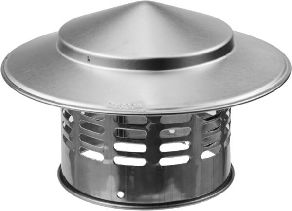 Semetall Round Chimney Cap,4 Inch Cone Top Chimney Cap,304 Stainless Steel Chimney Cover,Stove Pipe Chimney Cap, Silver
