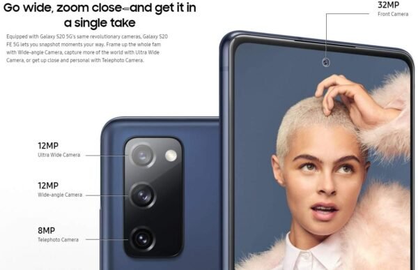 SAMSUNG Galaxy S20 FE 5G (128GB, 6GB) 6.5" AMOLED, Snapdragon 865, Volte (Fully Unlocked for T-Mobile, AT&T, Verizon, Global) G781U1 (w/Wireless Charger, Navy) (Renewed)