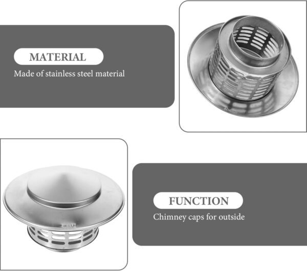MAGICLULU Smoke Exhaust Rain Cap Roof Vent Cap 7 Inch Round Chimney Cap Roof Vent Cover Chimney Rain Cap Chimney Caps for Outside Chimney Cover Flue Caps Wood Stove Stainless Steel Cowl