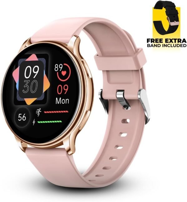 Juliet Smartwatch for iPhone & Android, Style Smart Watch (Answer/Make Call), Wellness Tracker with 1.32" AMOLED Screen, 10 Days Battery (2xScreen Protector and 1x Extra Band Included)