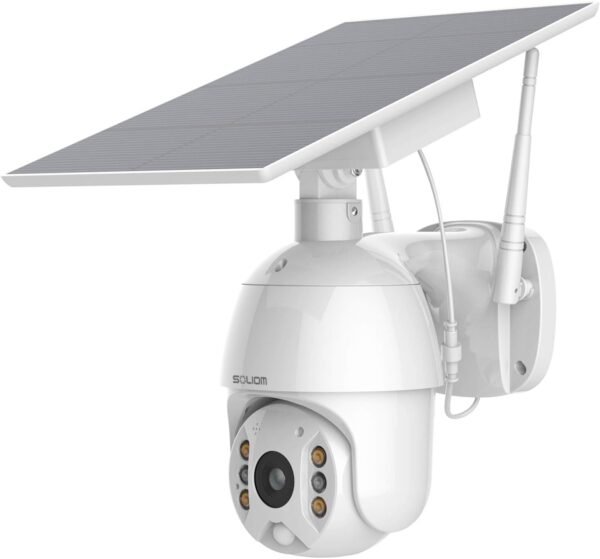 SOLIOM S600 Outdoor WiFi Security Camera - 360° Pan Tilt, Solar Powered with Battery, Motion Detection, Color Night Vision, 2-Way Talk, Remote Access