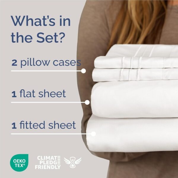 Full Size 4 Piece Sheet Set - Comfy Breathable & Cooling Bed Sheets Set - Hotel Luxury Bedding for Women, Men, Kids & Teens - Deep Pockets, Easy-Fit, Soft and Wrinkle Free - Oeko-Tex - Antique White