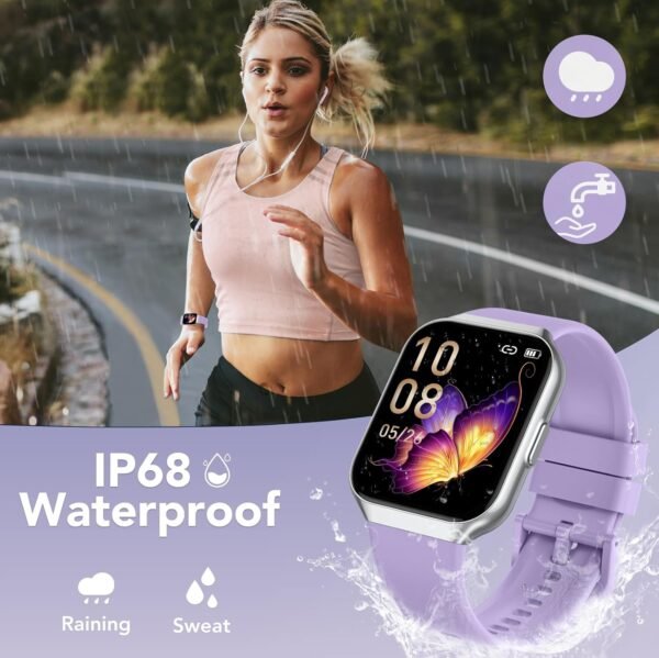 Smart Watch for Men Women (Answer/Make Call), 1.96" Smartwatch Fitness Activity Tracker, 110+ Sports IP68 Waterproof, Heart Rate/Sleep Monitor/Pedometer/Calories, Fitness Watch for Android/iOS Purple