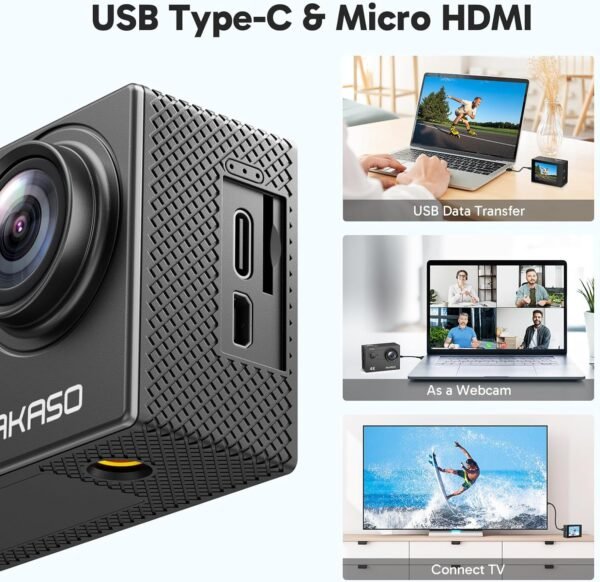 AKASO EK7000 4K30FPS 20MP WiFi Action Camera with EIS Ultra HD 131FT Waterproof Underwater Camera Remote Control 4X Zoom Support External Microphone Black