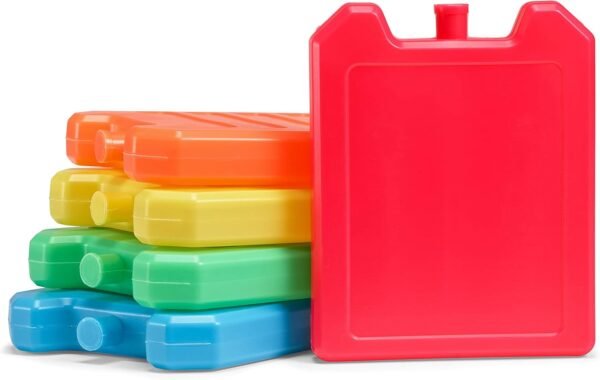 Cool Coolers by Fit + Fresh, 5 Pack Days of the Week Ice Blocks, Compact Reusable Ice Packs for Lunch Boxes & Coolers, Multi Colored