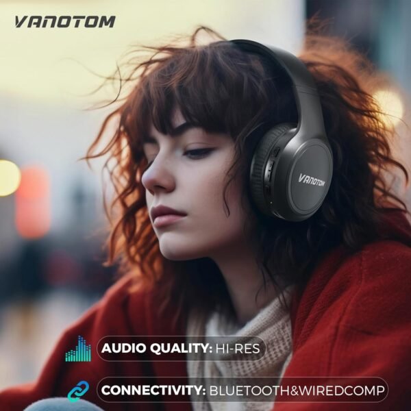 Wireless Headphones Bluetooth Headphones with Microphone,Noise Canceling Wireless On-Ear Headset（Black）