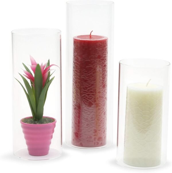 WGVI Hurricane Candle Holder Sleeve, Wide 4", Height 12", 2 Pieces, Clear Glass Cylinder Open Both Ends, Chimney Shade Tube (HST0412_2pc)