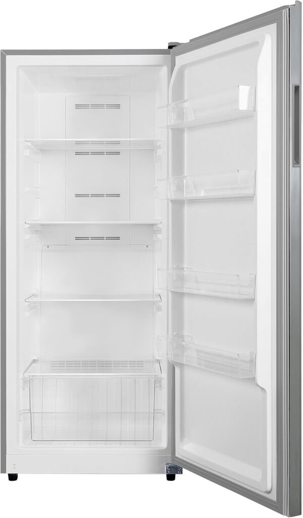 Hamilton Beach HBFRF1495 14 cu ft Upright Convertible Fridge/Freezer-Frost Free-Removable Glass Shelves-LED Interior Light, Stainless