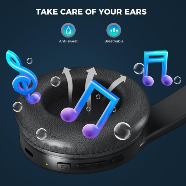 Wireless Headphones Bluetooth Headphones with Microphone,Noise Canceling Wireless On-Ear Headset（Black）