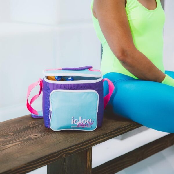 Igloo Retro 90s Lunch Coolers, Insulated Lunch Bag, Square Lunch Box Cooler with Front Pocket & Adjustable Strap