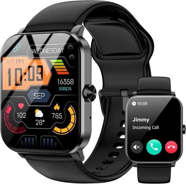 Smart Watch, 1.85" HD Smartwatch for Men Women (Answer/Make Calls), Fitness Watch with Heart Rate/Sleep/IP68 Waterproof/120+ Sports Modes, Pedometer, Android Smart Watch for Android iOS