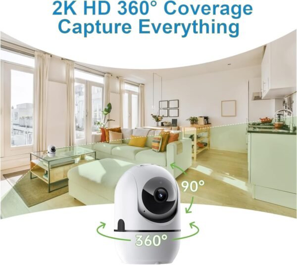 Pan/Tilt Indoor Security Camera, 1080P Security Cameras Wireless Indoor for Home Security, Dog Camera/Pet Camera with Phone App, Night Vision, 2-Way Audio, TF/Cloud Storage(2.4Ghz)