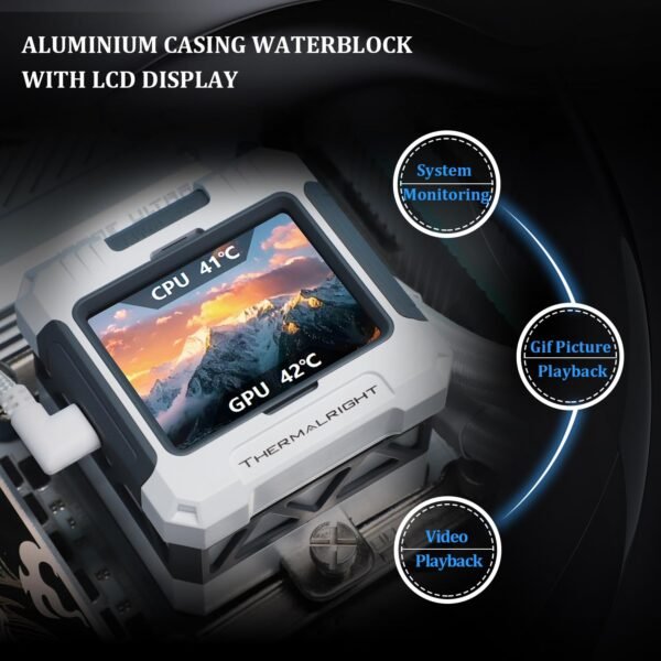 Thermalright FW360 White ARGB CPU Water Cooler with 3 PWM Fans with 2000RPM,IPS LCD Screen with 320 * 240 Resolution,Liquid CPU Cooler with 2.4in LCD Display,CPU PC Aio Cooler for AM5/Intel LGA1851