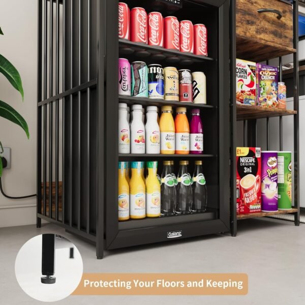 VOWNER Mini Fridge Cabinet with Power Outlet, 3-Tier Industrial Style Kitchen Microwave Stand Baker Rack with Drawer, Utility Storage Shelf for Home Kitchen Dorm Office, Vintage Wood, 35" Lx22 Wx37 H