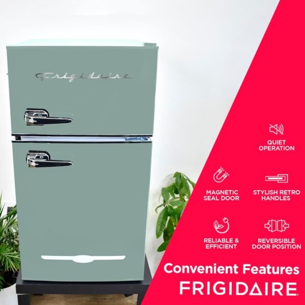 Frigidaire EFR840 Retro Mini Fridge with Freezer & Side Bottle Opener - Small 2 Door Refrigerator for Office Bar or College Dorm Room - 3.2 Cu Ft, Mint