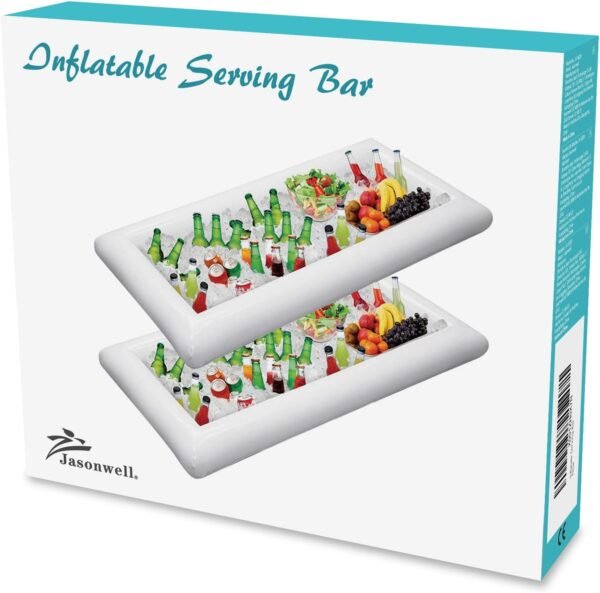 Jasonwell Inflatable Serving Bars Ice Buffet Salad Serving Trays Food Drink Holder Cooler Containers Indoor Outdoor BBQ Picnic Pool Party Supplies Luau Cooler w Drain Plug