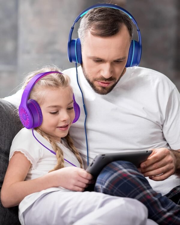 ELECDER i45 On-Ear Headphones with Microphone - Foldable Stereo Bass, Portable Wired Headphones with No-Tangle 1.5M Cord, 3.5MM Jack for School/Kids/Teens/Smartphones/Travel/Tablet - Blue